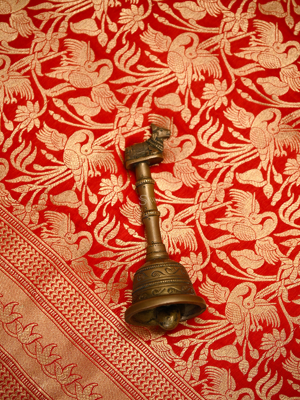 Red Silk Shikargah Brocade Handloom Banarasi Saree - Sacred Weaves