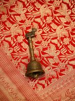 Red Silk Shikargah Brocade Handloom Banarasi Saree - Sacred Weaves