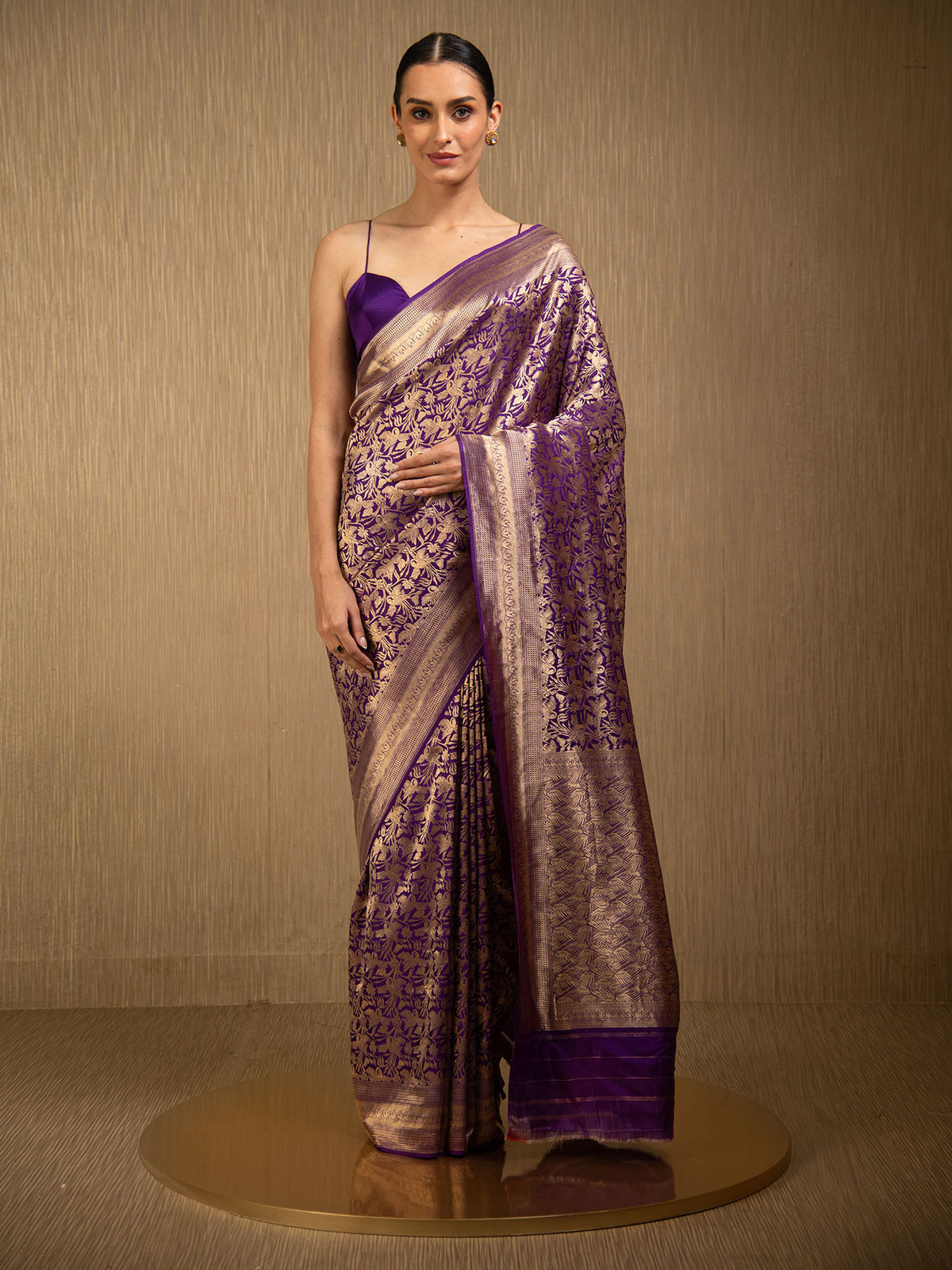 Purple Silk Shikargah Brocade Handloom Banarasi Saree