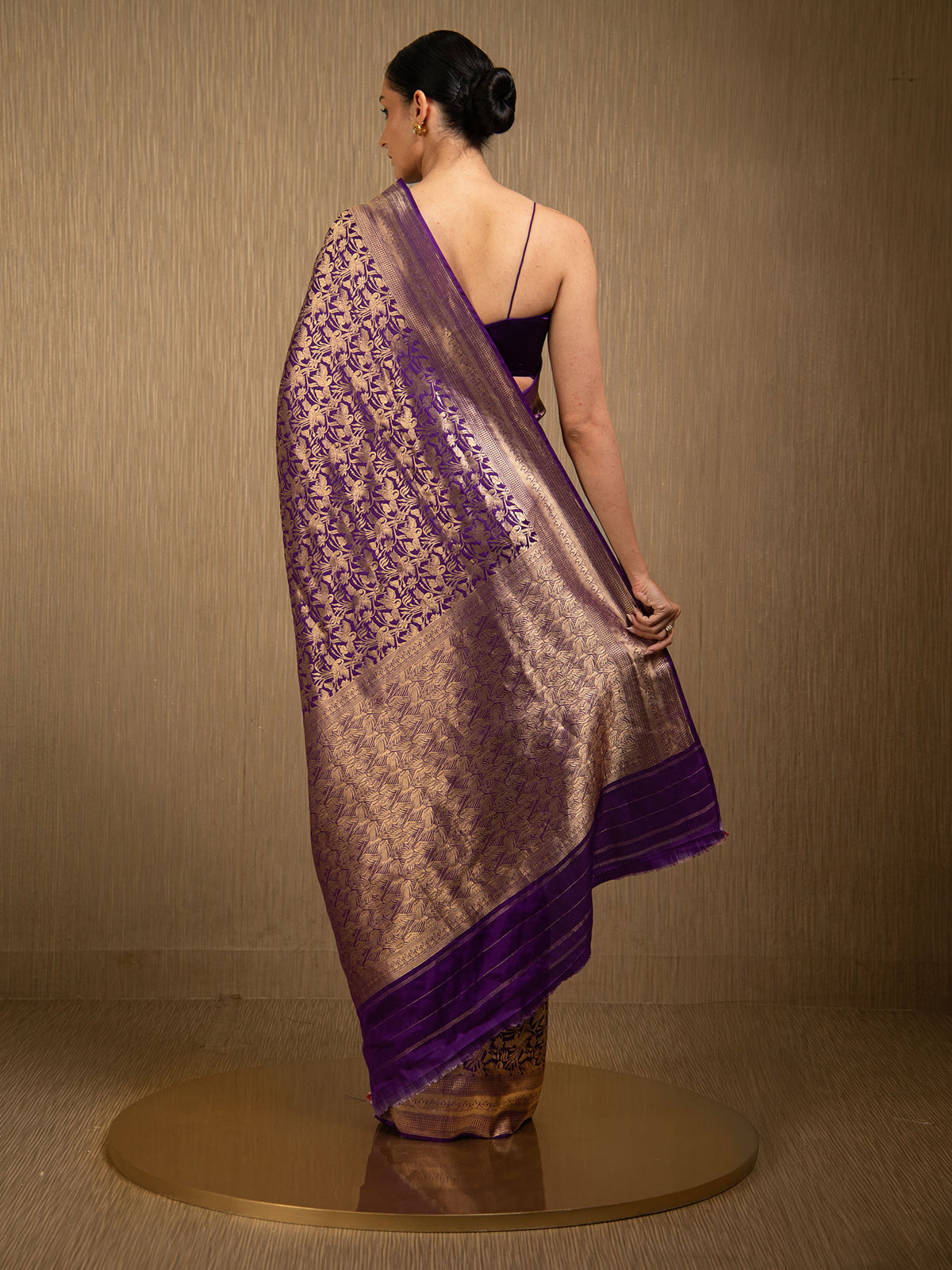 Purple Silk Shikargah Brocade Handloom Banarasi Saree