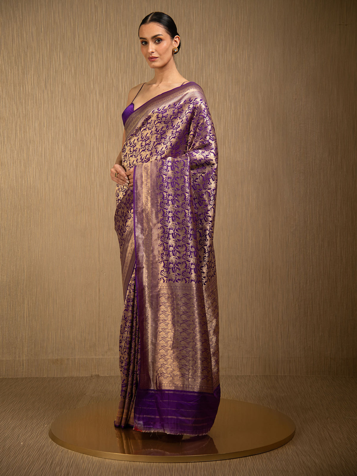 Purple Silk Shikargah Brocade Handloom Banarasi Saree