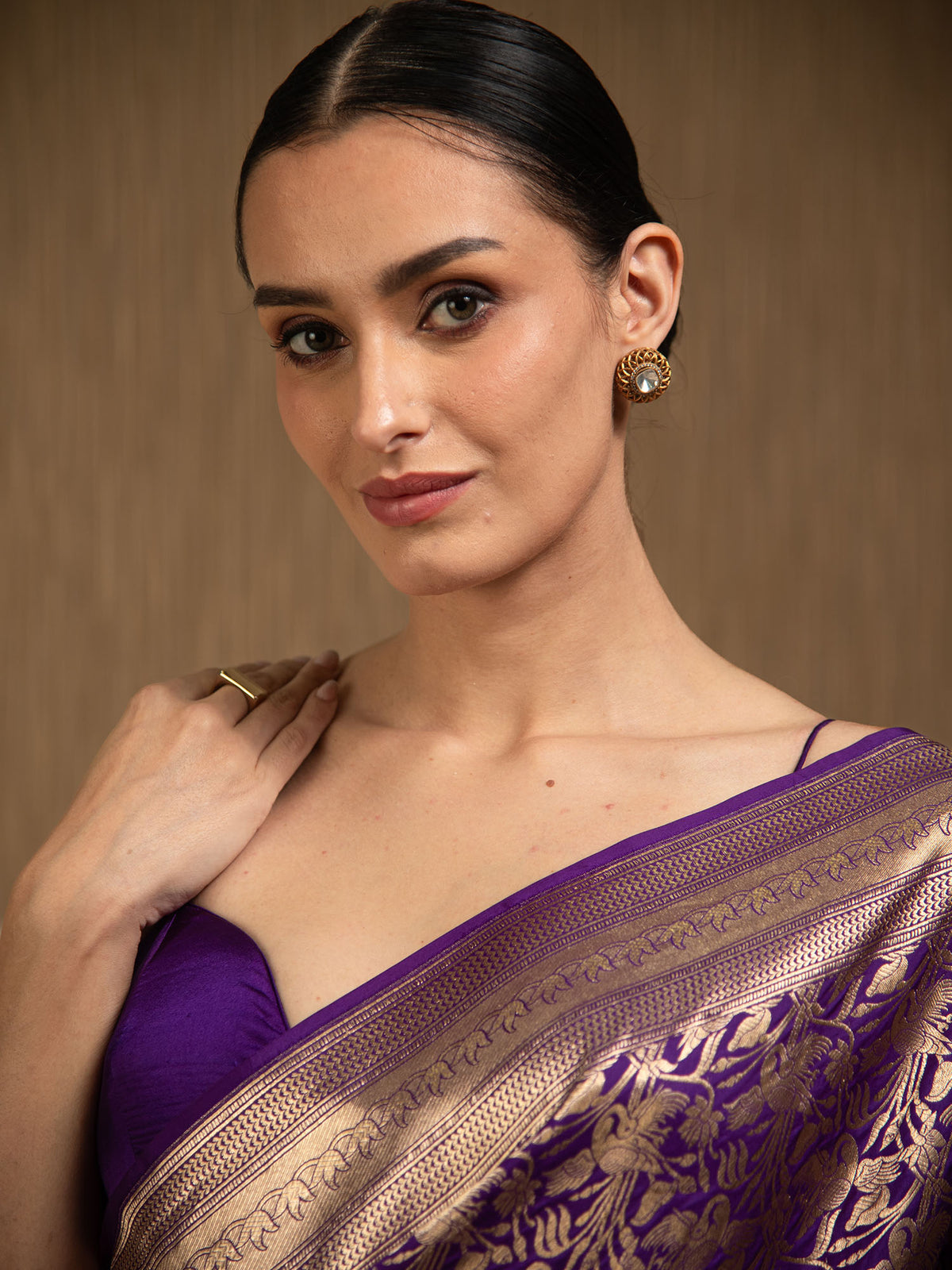 Purple Silk Shikargah Brocade Handloom Banarasi Saree