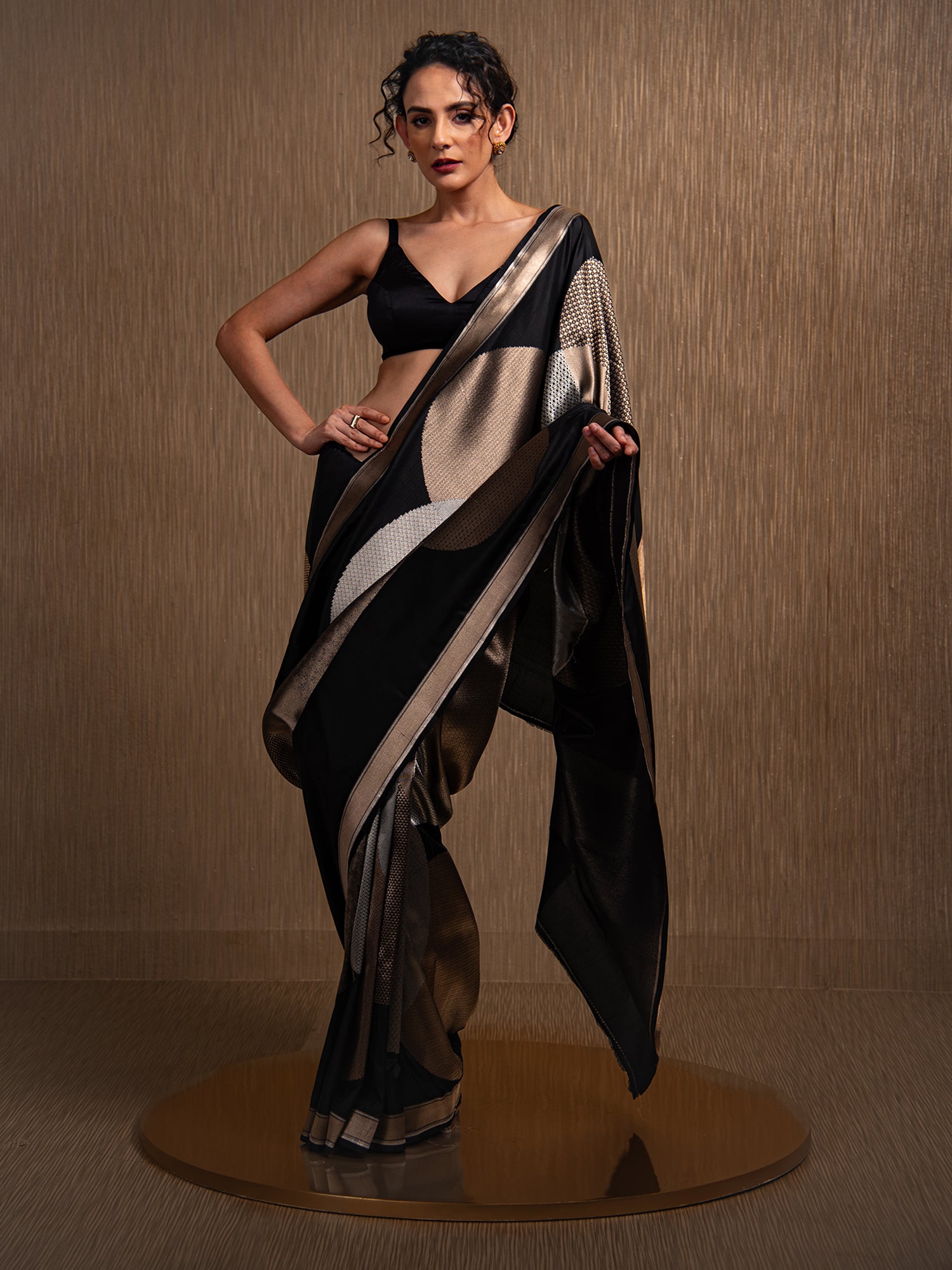 Black Katan Silk Handloom Banarasi Saree - Sacred Weaves