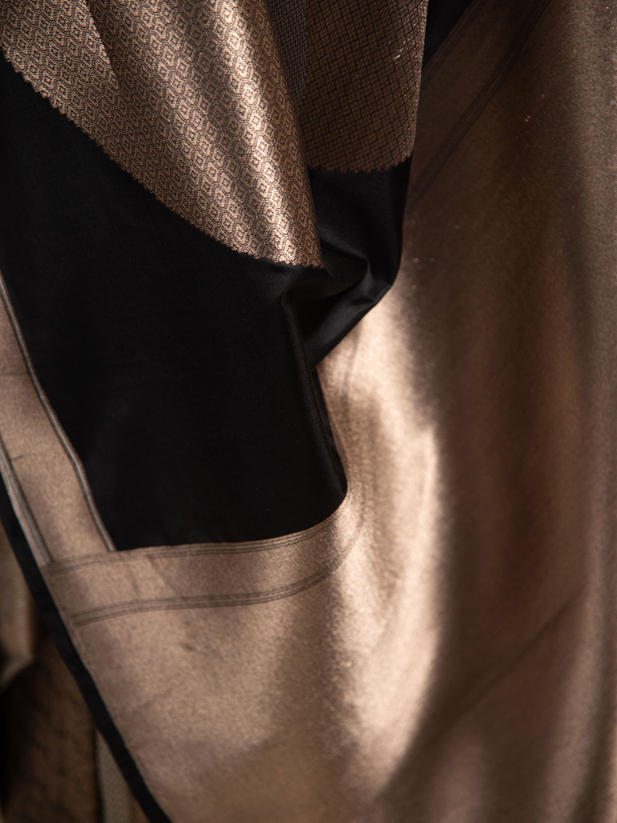 Black Katan Silk Handloom Banarasi Saree - Sacred Weaves