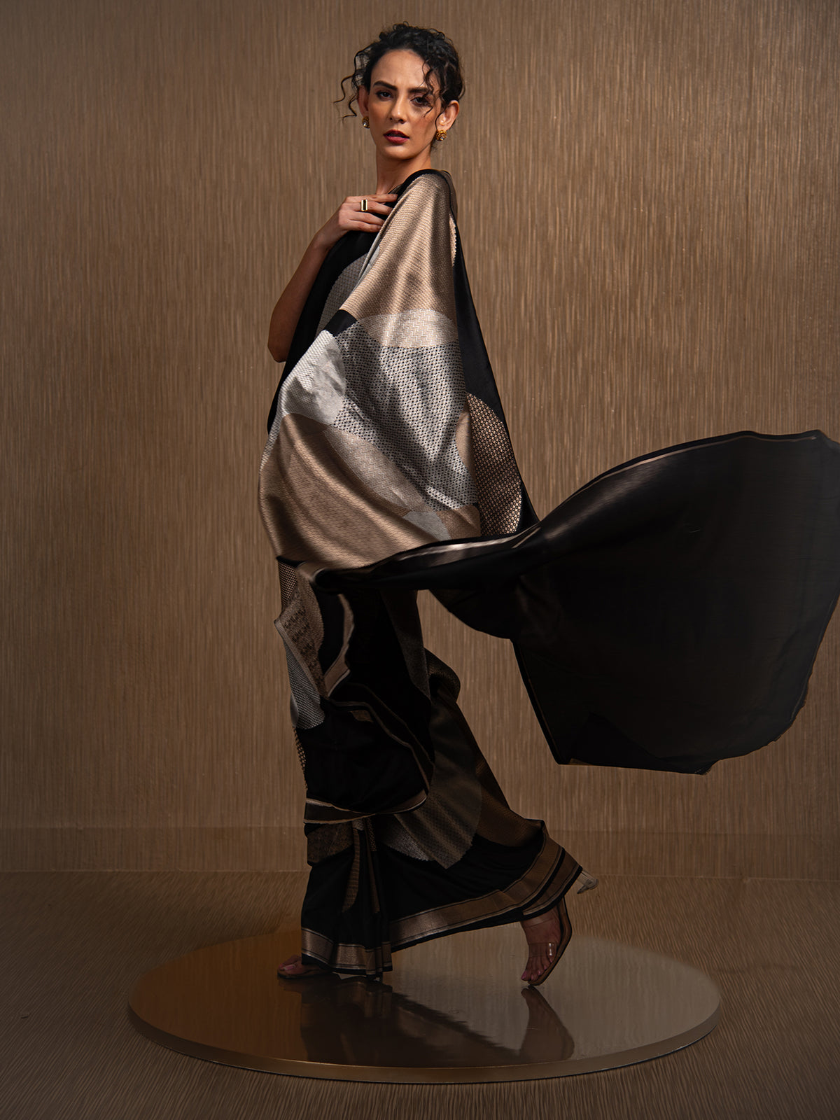Black Katan Silk Handloom Banarasi Saree - Sacred Weaves