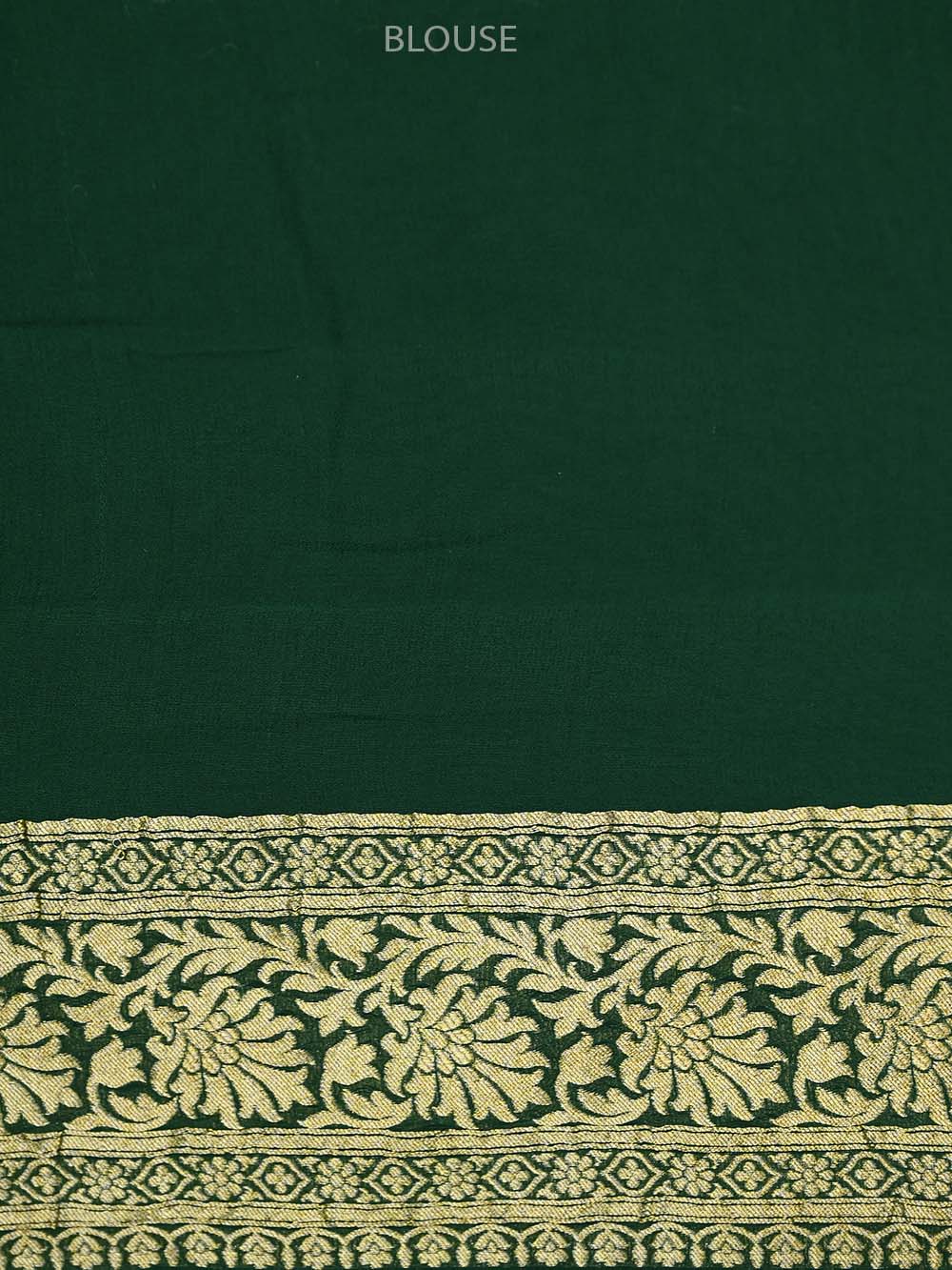 Bottle Green Stripe Khaddi Georgette Handloom Banarasi Saree -Sacred Weaves