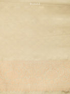 Cream Satin Brocade Handloom Banarasi Saree - Sacred Weaves