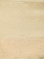 Cream Satin Brocade Handloom Banarasi Saree - Sacred Weaves
