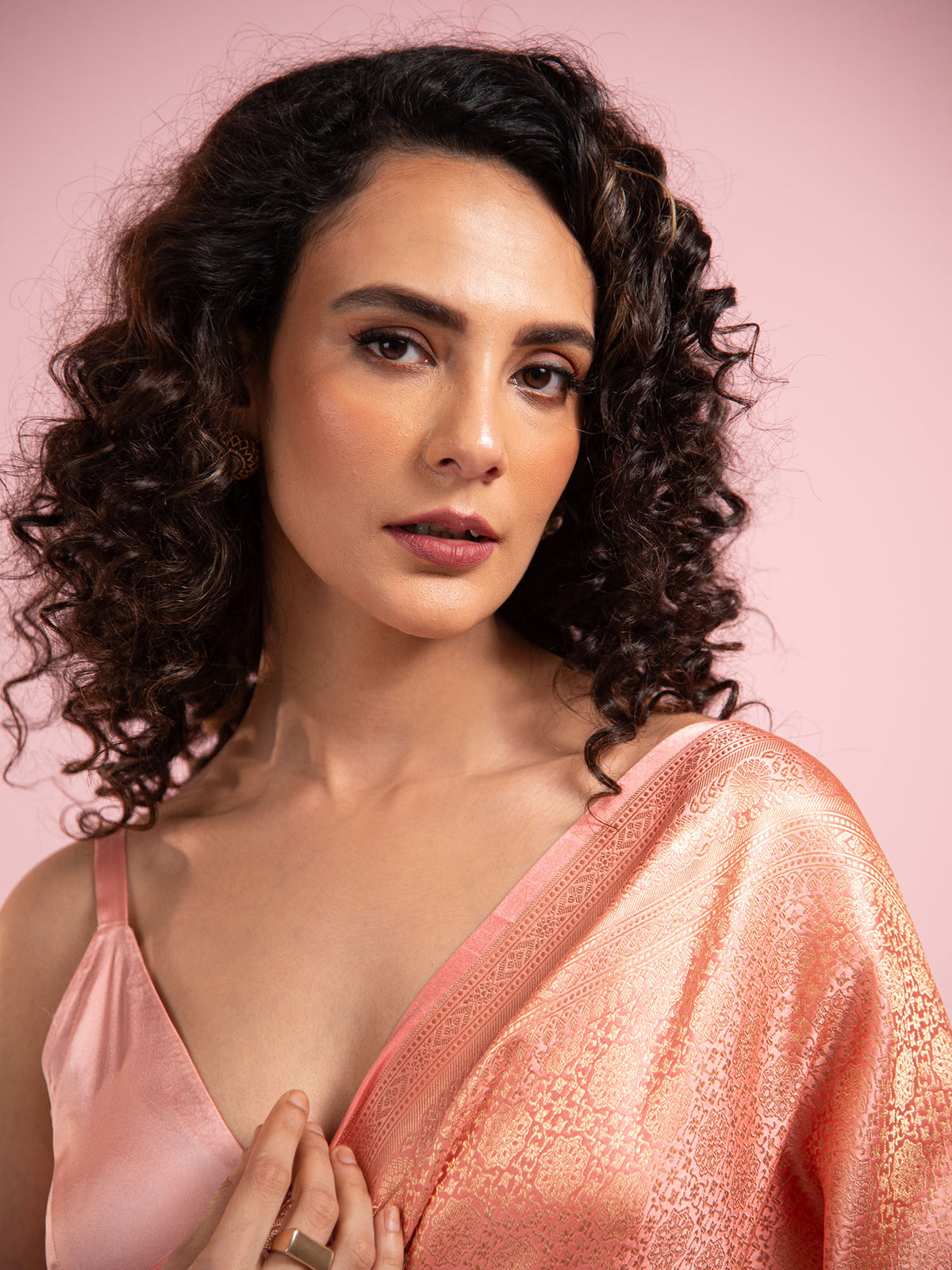 Pastel Pink Satin Brocade Handloom Banarasi Saree - Sacred Weaves