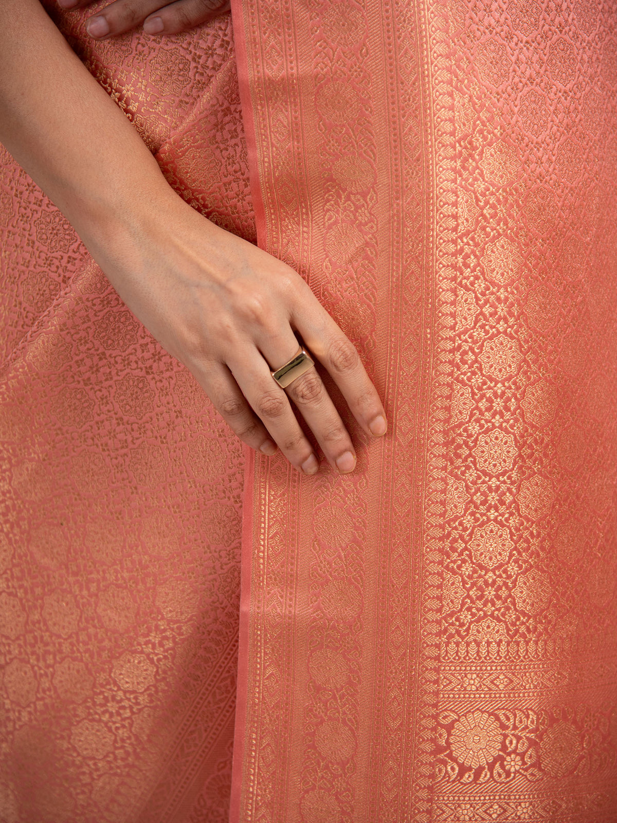 Pastel Pink Satin Brocade Handloom Banarasi Saree - Sacred Weaves