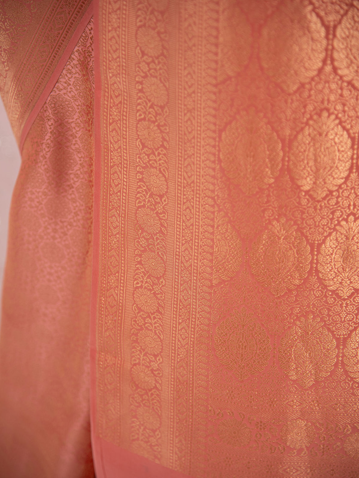Pastel Pink Satin Brocade Handloom Banarasi Saree - Sacred Weaves