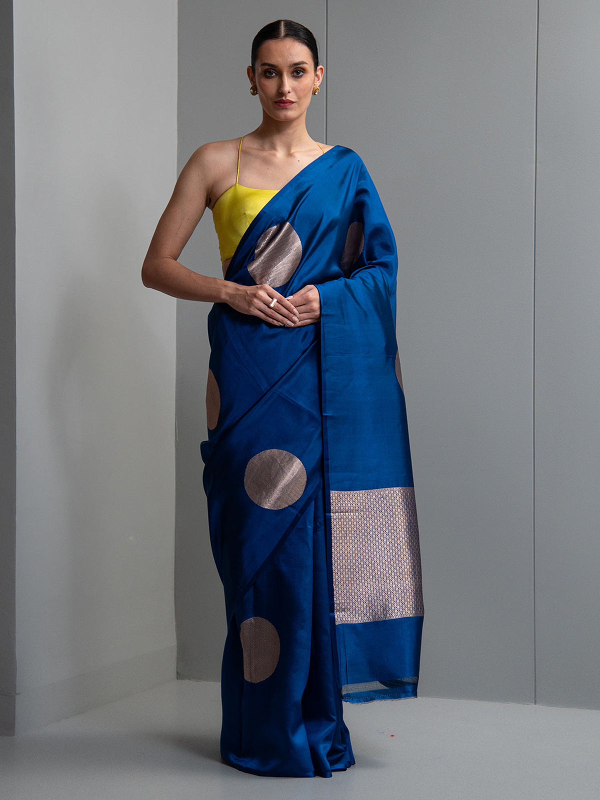 Midnight Blue Boota Pure Silk Handloom Banarasi Saree