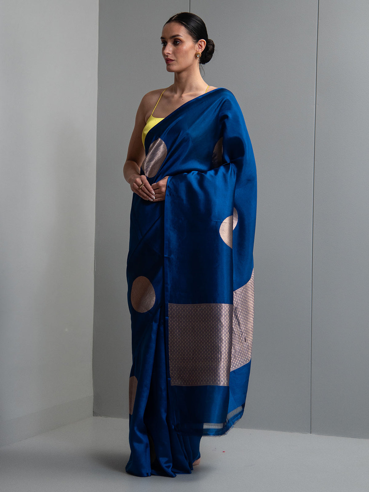 Midnight Blue Boota Pure Silk Handloom Banarasi Saree
