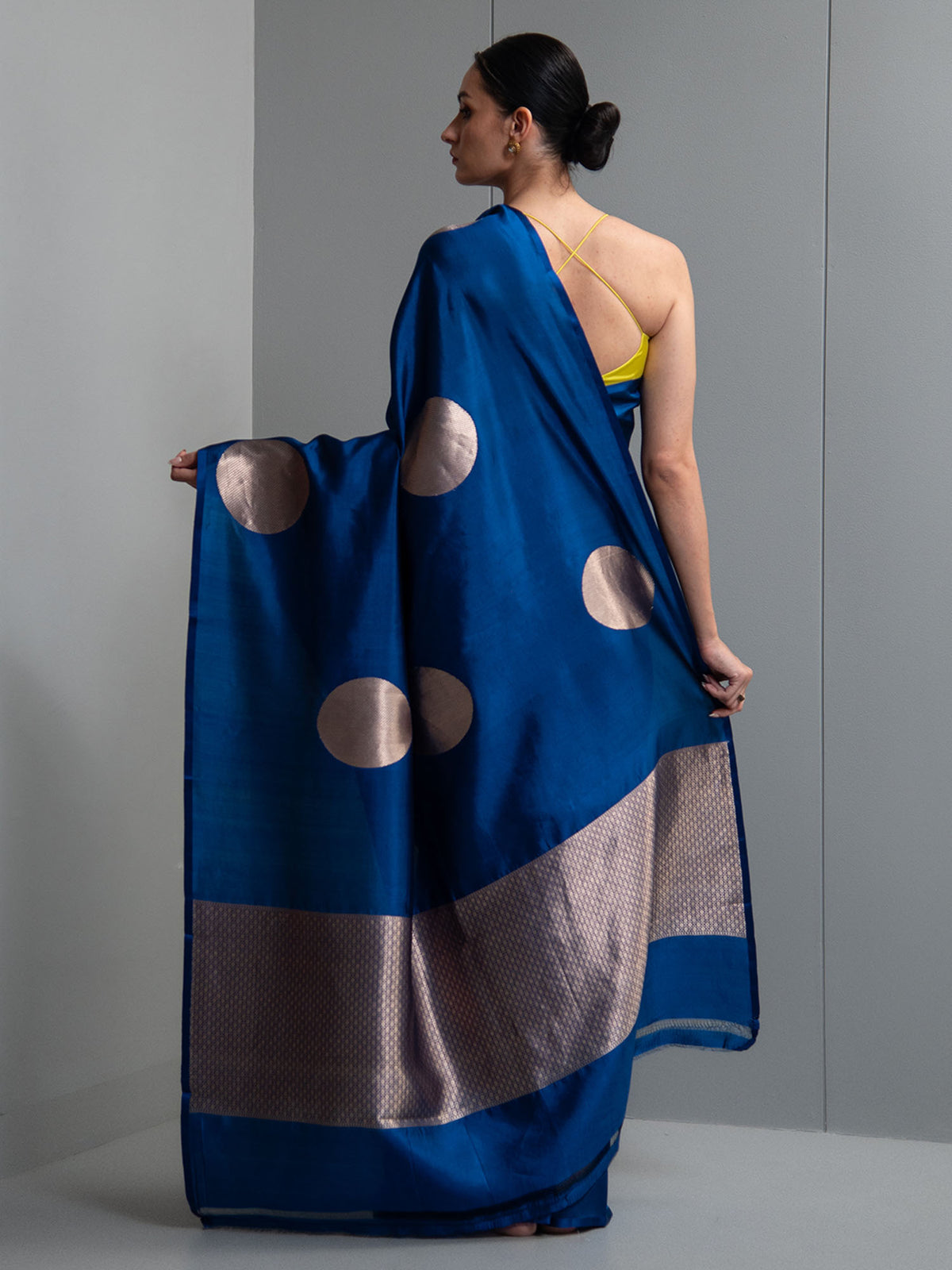 Midnight Blue Boota Pure Silk Handloom Banarasi Saree