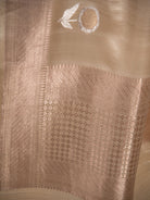 Cream Sona Roopa Boota Satin Silk Handloom Banarasi Saree - Sacred Weaves
