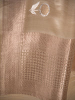 Cream Sona Roopa Boota Satin Silk Handloom Banarasi Saree - Sacred Weaves