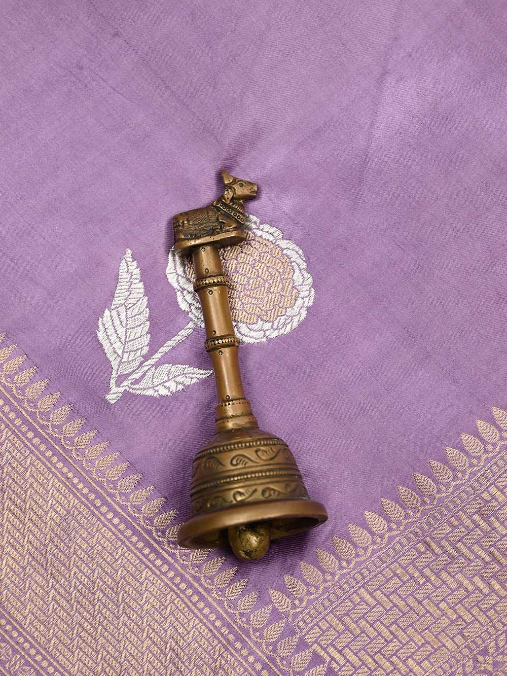 Mauve Sona Roopa Boota Satin Silk Handloom Banarasi Saree