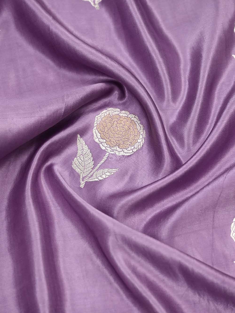 Mauve Sona Roopa Boota Satin Silk Handloom Banarasi Saree