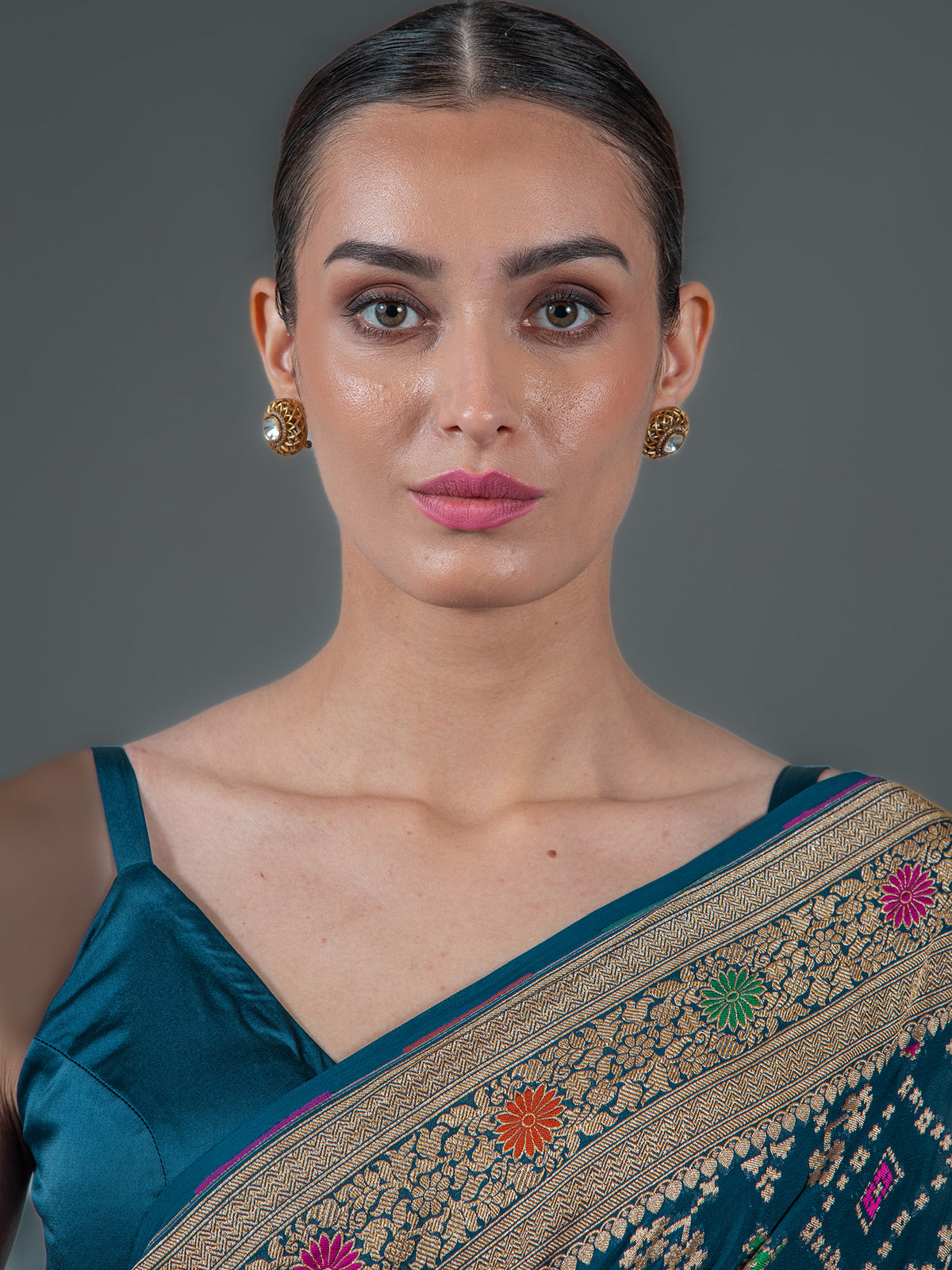 Midnight Blue Meenakari Jaal Khaddi Georgette Handloom Banarasi Saree - Sacred Weaves