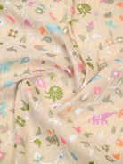Off White Meenakari Jaal Moonga Tussar Silk Handloom Banarasi Saree - Sacred Weaves