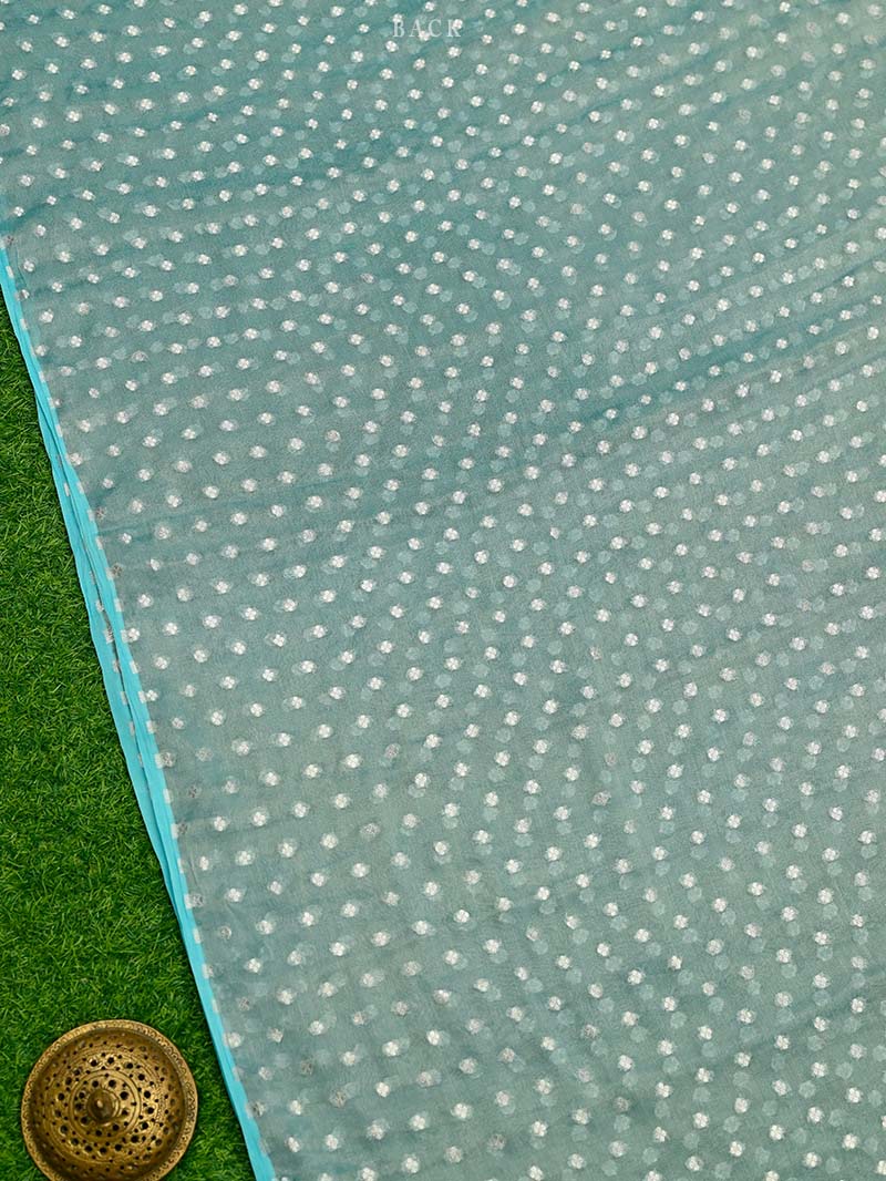 Sky Blue Booti Tissue Silk Handloom Banarasi Suit