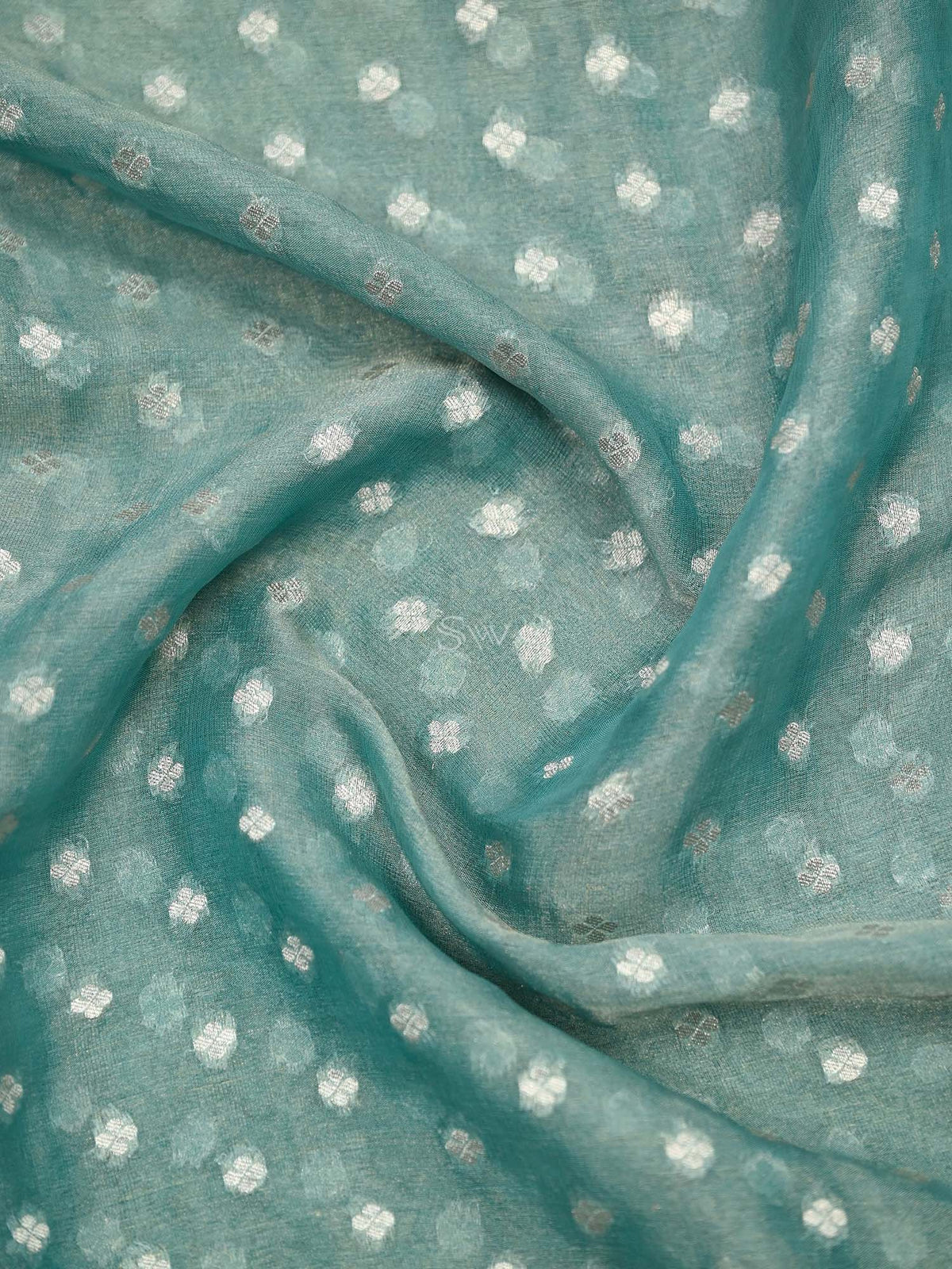 Sky Blue Booti Tissue Silk Handloom Banarasi Suit