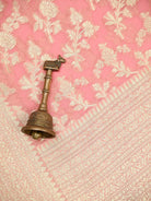 Pastel Pink Jaal Khaddi Georgette Handloom Banarasi Saree - Sacred Weaves