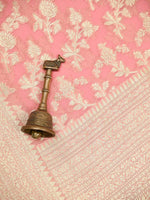 Pastel Pink Jaal Khaddi Georgette Handloom Banarasi Saree - Sacred Weaves