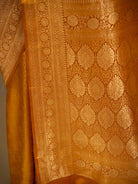 Mustard Satin Brocade Handloom Banarasi Saree - Sacred Weaves