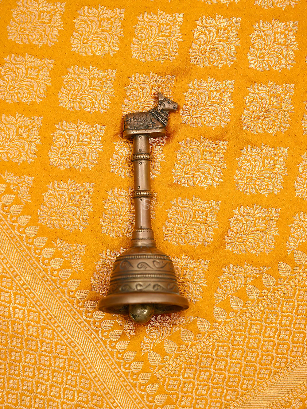 Mustard Satin Brocade Handloom Banarasi Saree - Sacred Weaves