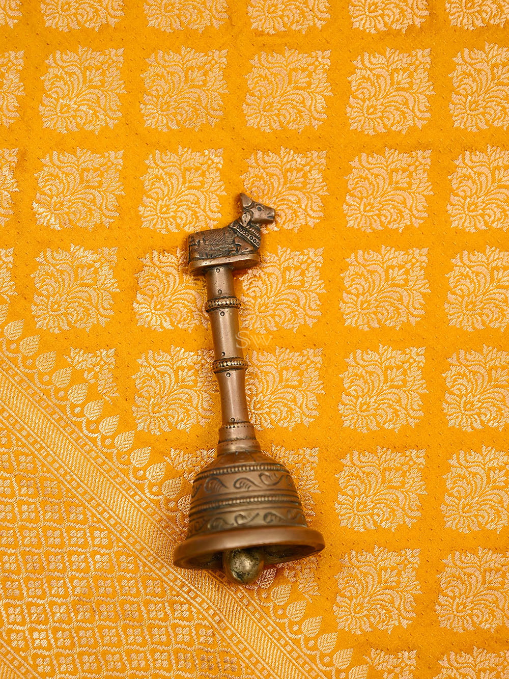 Mustard Satin Brocade Handloom Banarasi Saree - Sacred Weaves