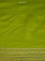 Parrot Green Boota Satin Silk Handloom Banarasi Saree - Sacred Weaves