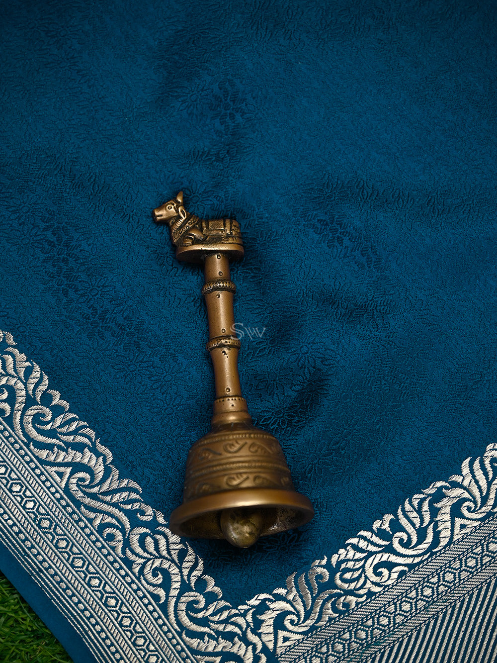 Midnight Blue Satin Tanchoi Handloom Banarasi Saree - Sacred Weaves