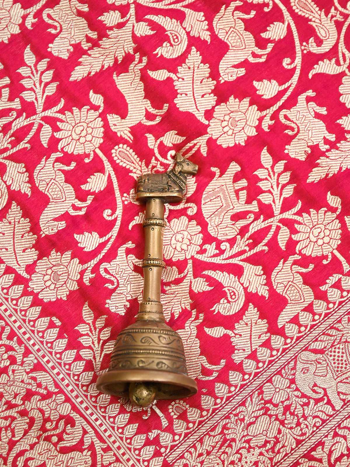 Pink Red Shikargah Jaal Katan Silk Handloom Banarasi Dupatta
