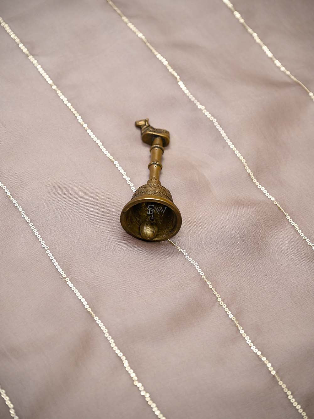 Dark Beige Embroidered Organza Handloom Banarasi Suit - Sacred Weaves