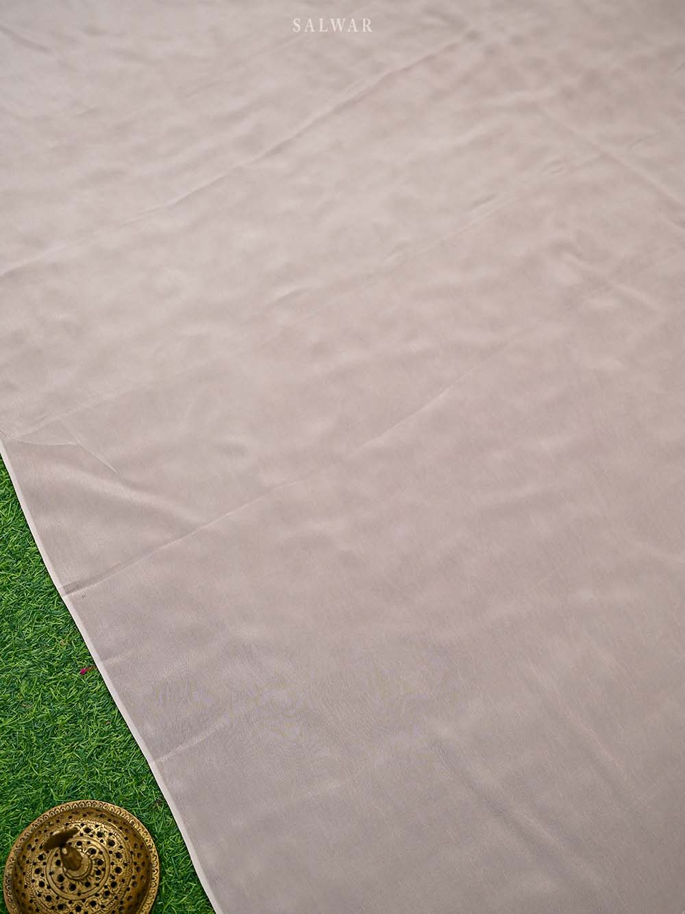 Dark Beige Embroidered Organza Handloom Banarasi Suit - Sacred Weaves