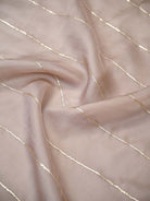 Dark Beige Embroidered Organza Handloom Banarasi Suit - Sacred Weaves