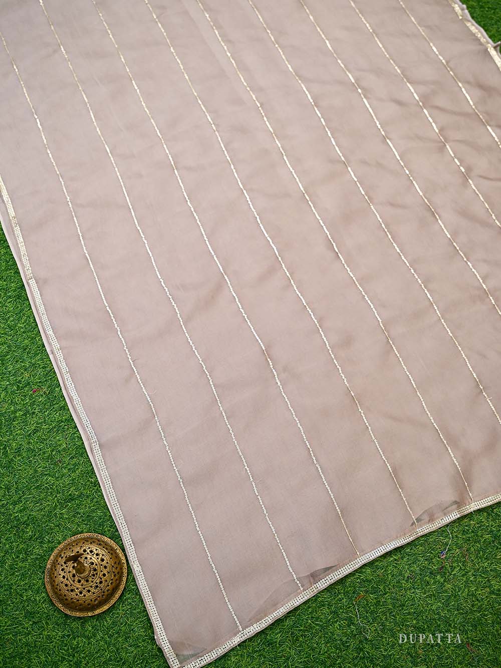 Dark Beige Embroidered Organza Handloom Banarasi Suit - Sacred Weaves