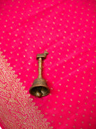 Dark Pink Zari Booti Crepe Silk Handloom Banarasi Saree - Sacred Weaves