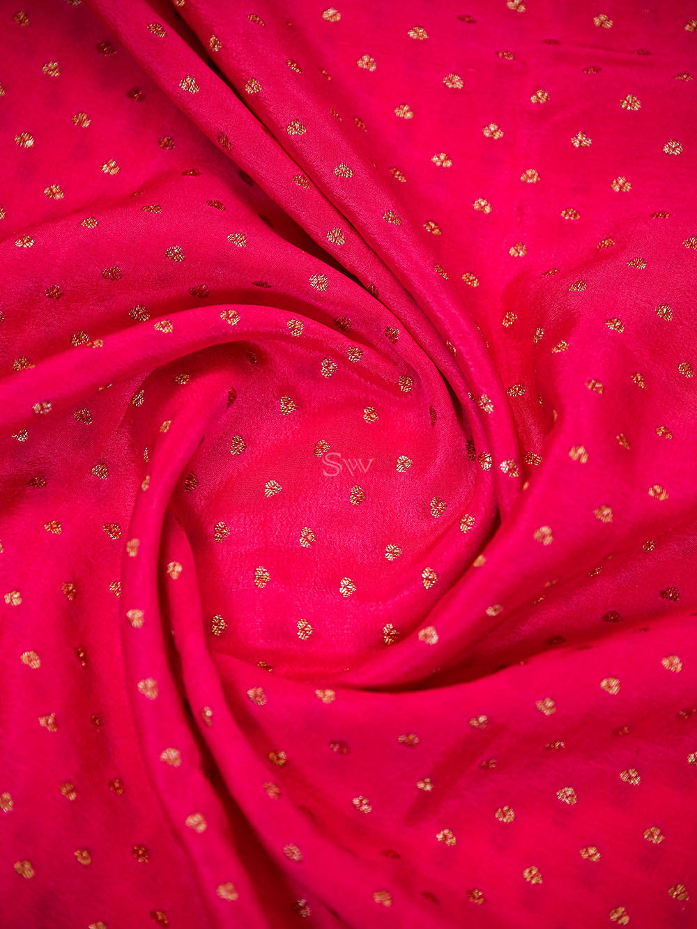Dark Pink Zari Booti Crepe Silk Handloom Banarasi Saree - Sacred Weaves