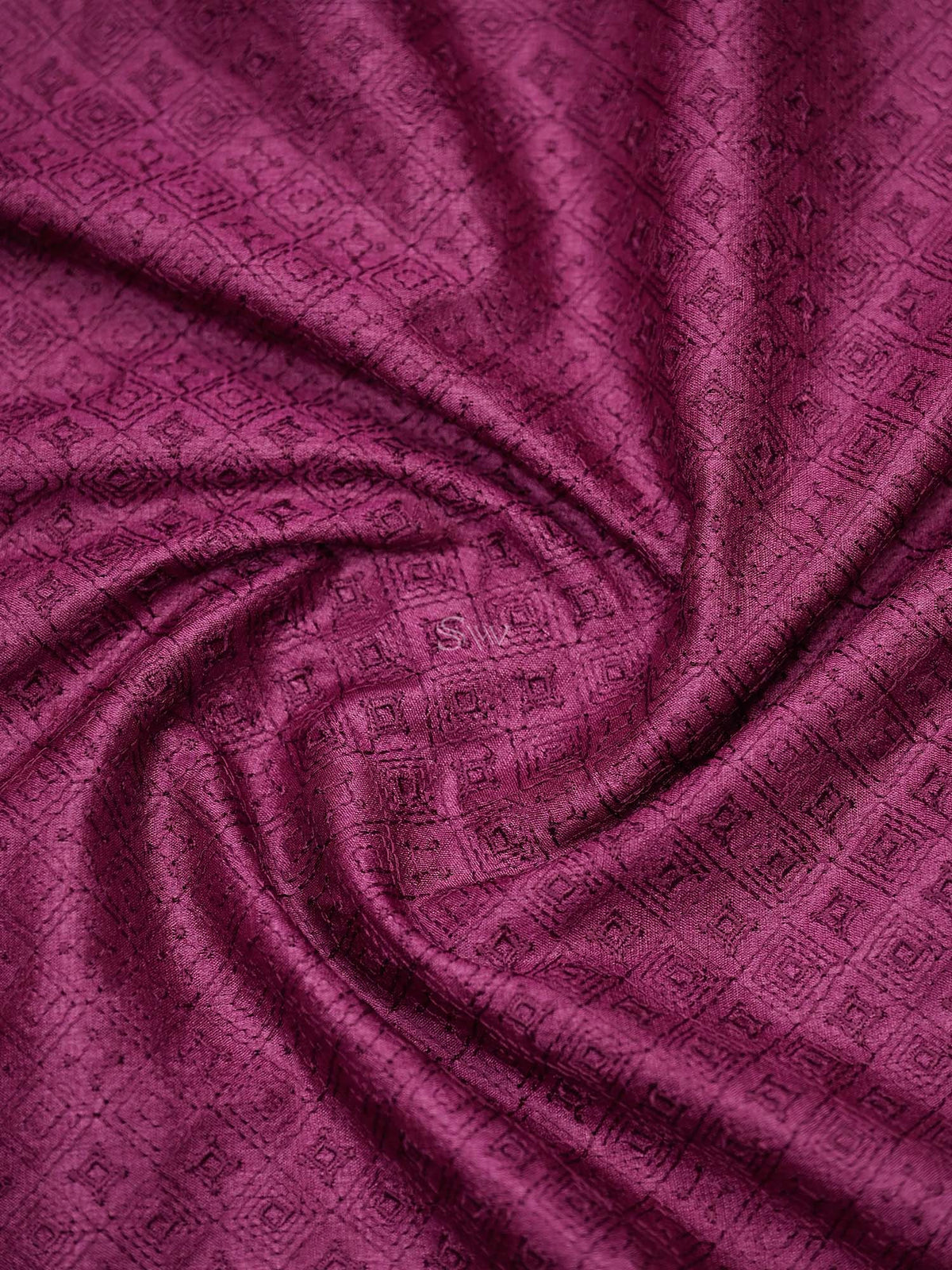 Dark Magenta Embroidery Tussar Silk Handloom Banarasi Suit