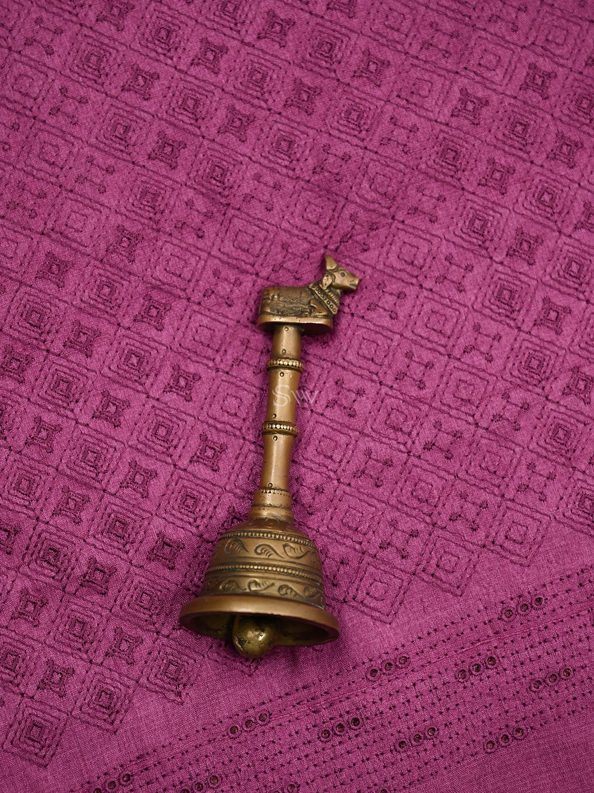 Dark Magenta Embroidery Tussar Silk Handloom Banarasi Suit