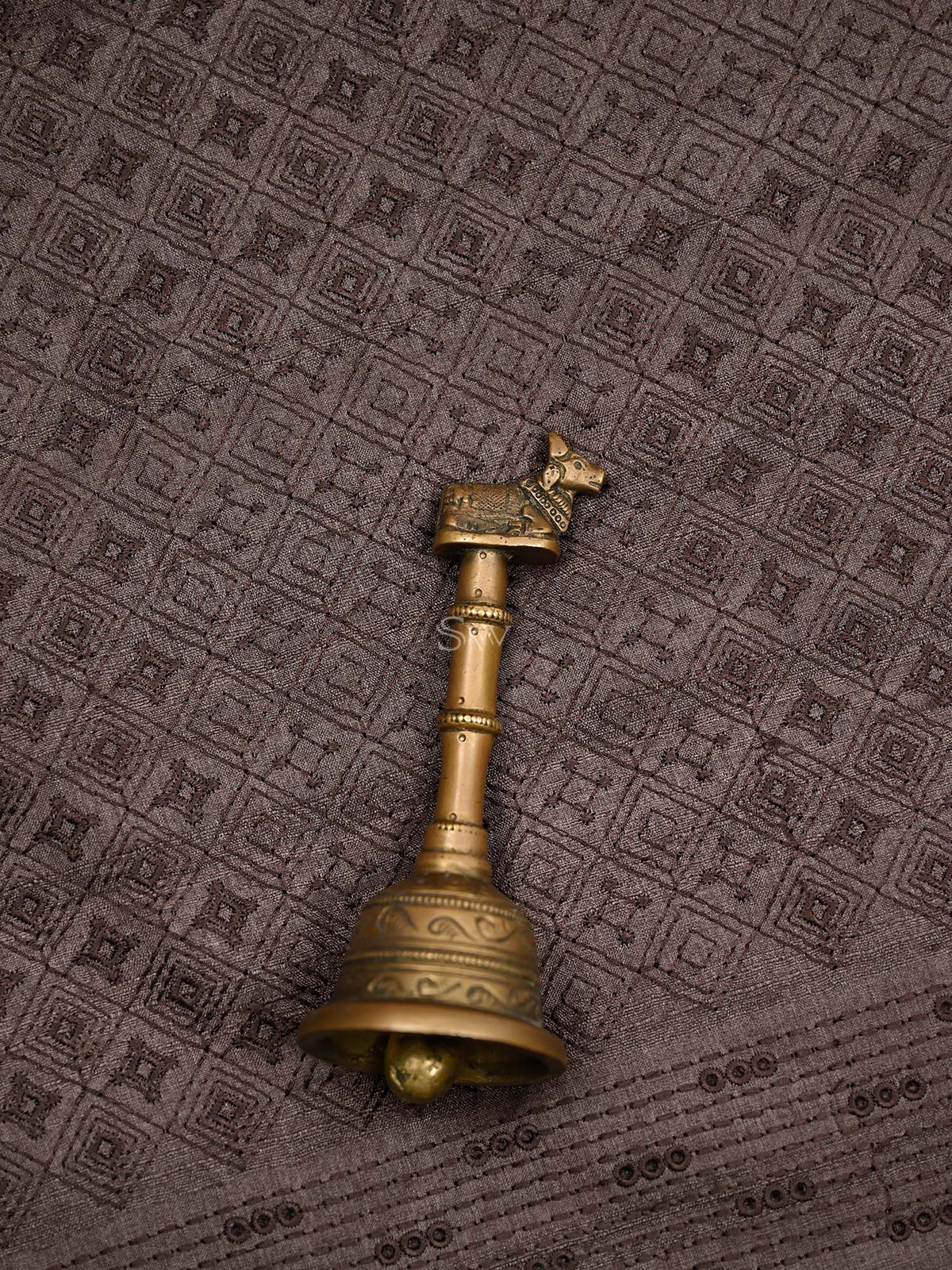 Dark Brown Embroidery Tussar Silk Handloom Banarasi Suit