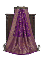 Purple Jaal Crepe Silk Handloom Banarasi Saree - Sacred Weaves