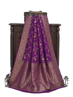 Purple Jaal Crepe Silk Handloom Banarasi Saree - Sacred Weaves