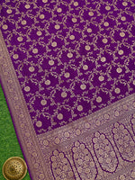 Purple Jaal Crepe Silk Handloom Banarasi Saree - Sacred Weaves