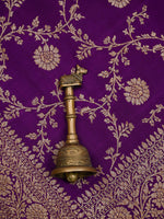 Purple Jaal Crepe Silk Handloom Banarasi Saree - Sacred Weaves