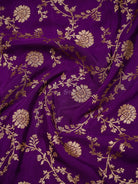 Purple Jaal Crepe Silk Handloom Banarasi Saree - Sacred Weaves