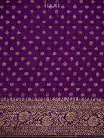 Purple Jaal Crepe Silk Handloom Banarasi Saree - Sacred Weaves