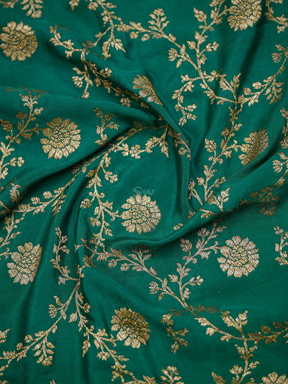 Teal Green Jaal Crepe Silk Handloom Banarasi Saree - Sacred Weaves